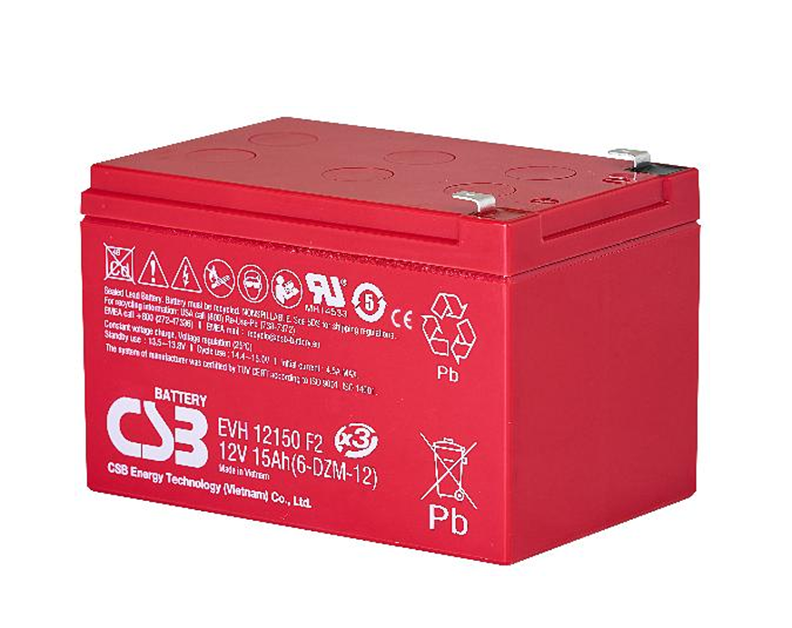 CSB EVH12150 F2 12V 15Ah High Rate Deep Cycle VRLA AGM Battery
